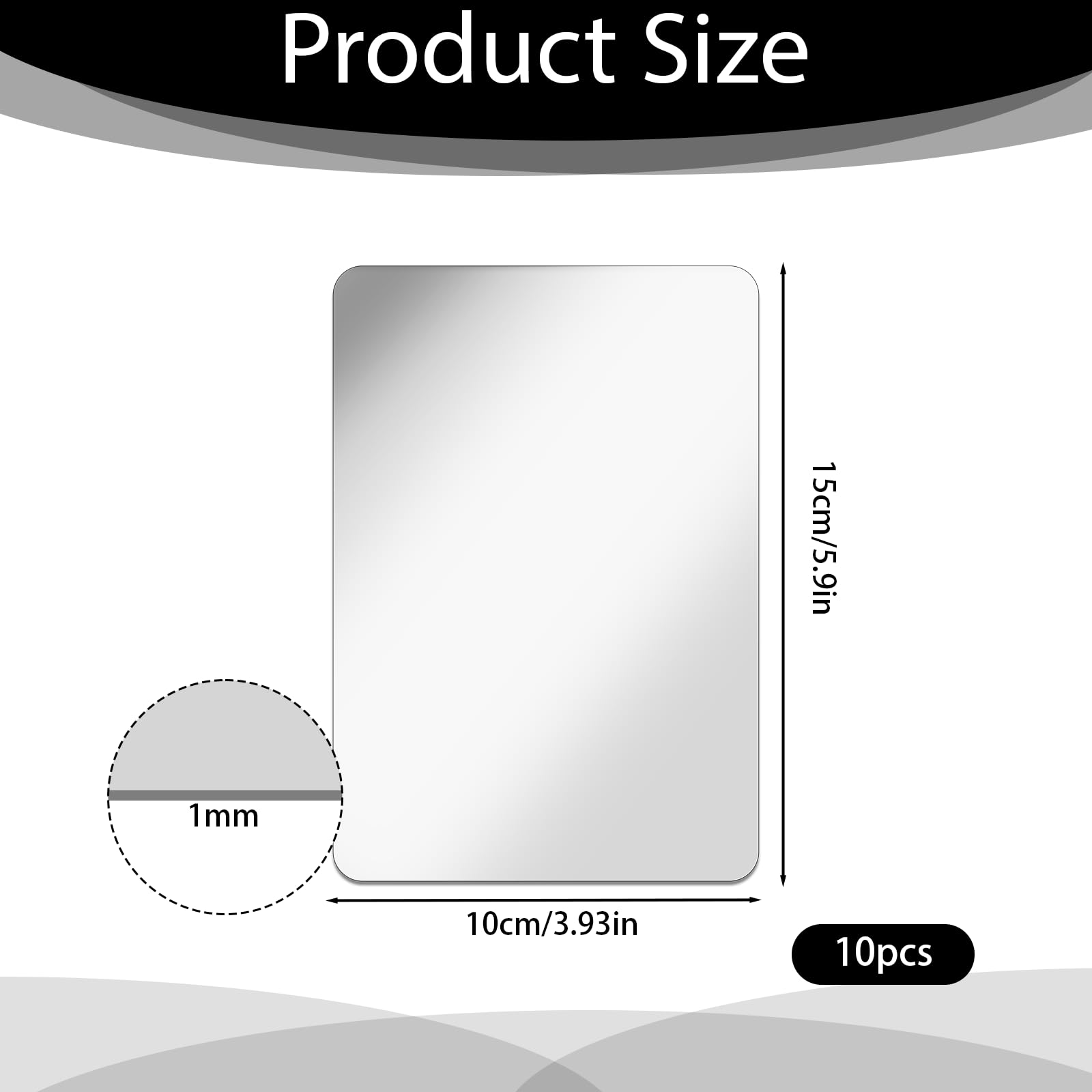 10 Pcs Rectangular Wall Mirrors Shatter Proof Plastic Mirror 4 x 6 Inch Acrylic Mirror Tiles for Wall Decor Round Corners Rectangular Mirrors Tiles for Bathroom Home Art Craft