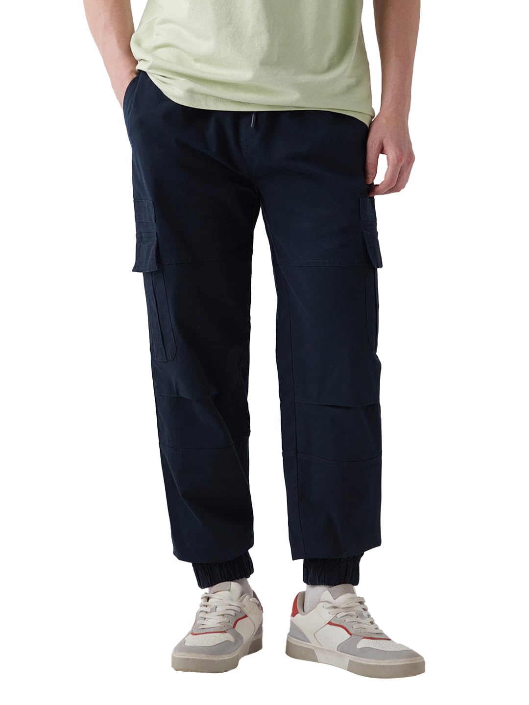 Bewakoof Men's Solid Oversized Fit Twill Joggers in neutral