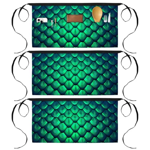 Demi-tablier de cuisine multicolore et tabliers courts de chef pour restaurant et bar