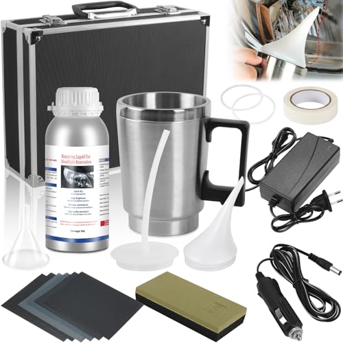 Furnetra Scheinwerfer Aufbereitung Set - 800g Scheinwerfer Bedampfen Set Enthält Scheinwerfer Polierset Scheinwerfer Reparatur Set für Gelbfärbung/Kratzen/Oxidation