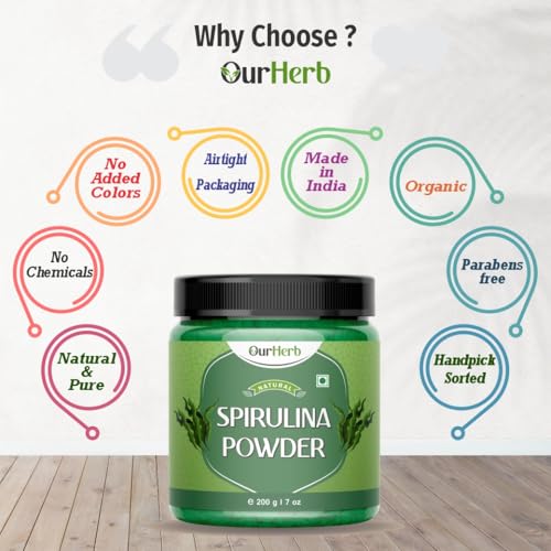 Image of Spirulina Powder (200g | 7 oz) | For Men & Women | Natural Superfood | Support Digestion & Skin health | Rich in Protein, Vitamins & Minerals | Boost Energy & Immunity with Spoon.