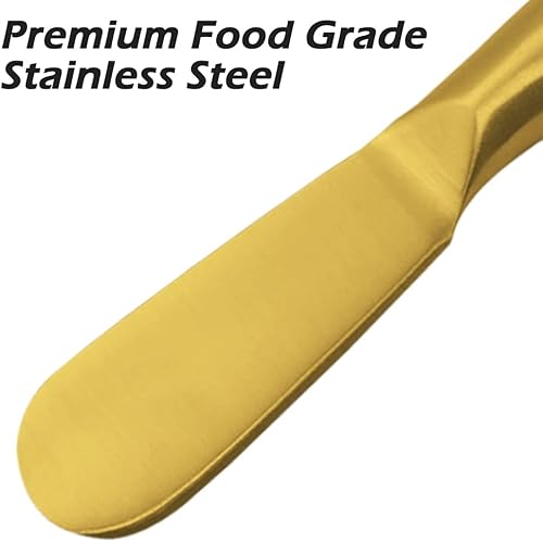 Miniatura 3 de SourceTon Juego de 4 cuchillos esparcidores de queso, cuchillos multiusos de acero inoxidable para esparcir queso y mantequilla (dorado)