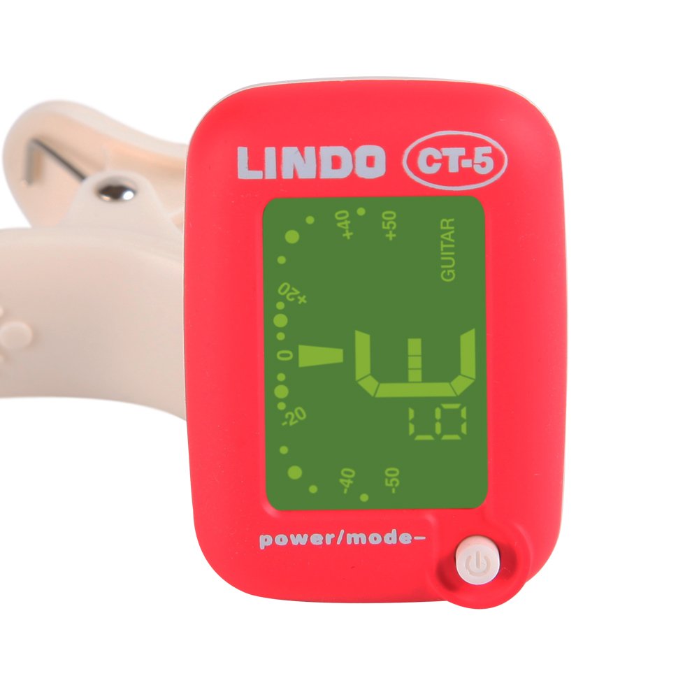 CT-5 Mini Clip On Tuner for Chromatic/Acoustic/Bass/Electric Guitar, Ukulele and Violin (Red)