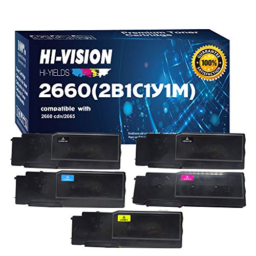 HI-Vision ® Compatible C2660dn/ C2665dnf High Capacity Black and Color Toner Cartridge Replacement (2 Black 593-BBBU, 1 Cyan 593-BBBT, 1 Yellow 593-BBBR, 1 Magenta 593-BBBS, 5 Pack)