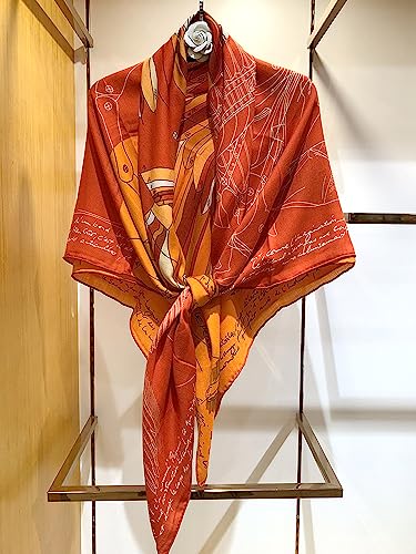 Women's Mulberry Silk & Wool Scarf,Silk Scarf,Wool Scarf, 53"X53" Large Square Shawl Wraps2