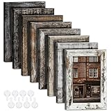 Bagous 5x7 Picture Frames Set of 8, Vintage Rustic Farmhouse Industrial Style Photo Frames, High Definition Real Glass, for Tabletop or Wall Hanging