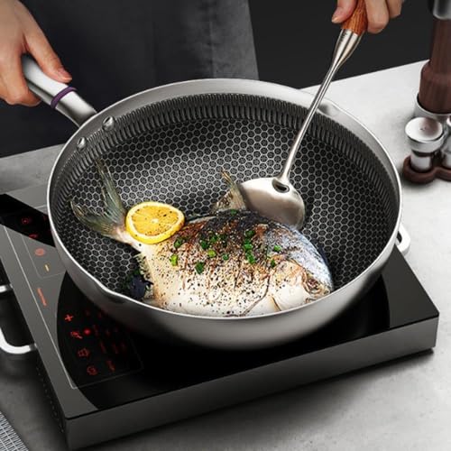 Wok de acero inoxidable antiadherente con tapa y mango ergonómico miniatura 6
