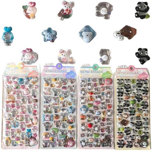 ���̃V�[�� 3D��������X�e�b�J�[ ���J���V�[�� �����f�U�C�� �����킢�� �����S���^�C�v �Ղ����藧�� �e�͑f�� DIY�p �蒠�p �m�[�g���� �X�}�z�P�[�X �f�R���[�V���� �q������ �w�K�p ���J�� �v�`�M�t�g ��|�p�i (4���Z�b�g) [���s�A���i]