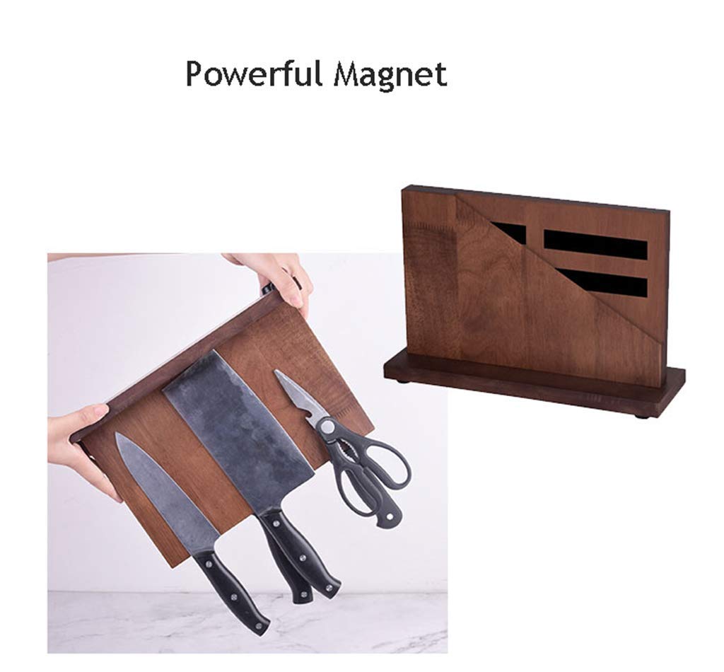 Bloc de Couteaux de Cuisine Porte-Couteau magnétique Universel sans Couteaux Grands Supports Organisateur en Bois Adsorption Double Face Marron