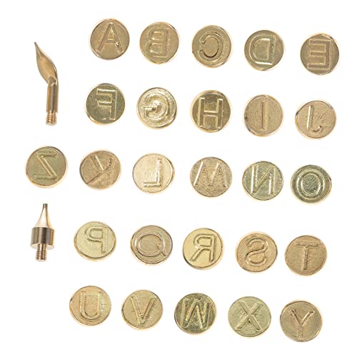 Tofficu Set of 26 Pyrography Burning Tips Alphabet Letter Tips for Woodburning Crafts