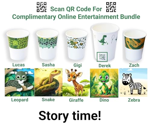 Zeroparty TWP-HDRD-ST25 142Pcs Safari Birthday Party Decorations 20 Guests, Animal Print Paper Plates Cups Napkins Trashbags T-Rex Dinosaur Zebra Giraffe Leopard Party Tableware + Kids Activities thumb #7