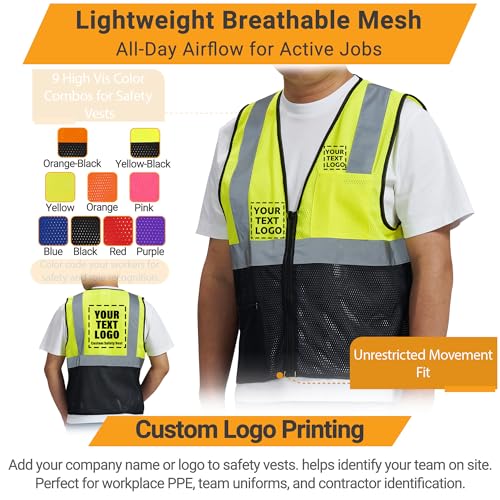 Image of AYKRM 2 Pocket Mesh High Visibility Reflective Safety Vest for men & Women ANSI /ISEA 107 Standards