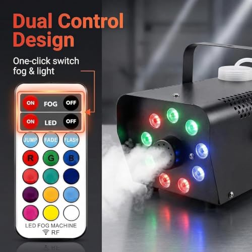 Máquina de humo con luces LED 500W y control remoto miniatura 2