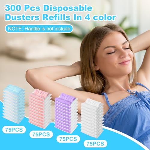 Image of Mimorou 300 Pcs Disposable Dusters Refills Bulk Heavy Duty 180 Multi Surface Replacement Dusters for Cleaning Ceiling Fan with Microfibers Unscented (Pastel Colors)