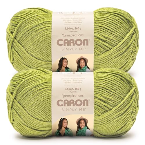 Image of Caron Simply Me, Soft Yarn for Crocheting, Olive Quartz, 2-Pack | #5 Bulky Yarn, 62% Acrylic 20% Nylon 18% Wool, Soft Yarn for Knitting, Crochet, Hobby Crafts, 197yd, 160g /5.64oz per skein
