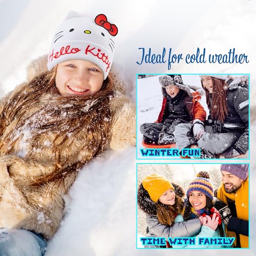 Hello Kitty Girls Hat Scarf And Gloves Set Winter Accessories Kawaii Cozy Warm 3 Piece, Anime Gifts for Girls.3
