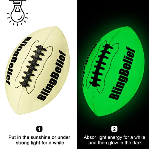 Image of Super Bright Glow in The Dark Baseball,Soccer Ball,Volleyball,Football, Light Up Luminous Baseball, Official Size and Weight Football, Recreational Use Practice Volleyball