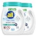 All Mighty Pacs Laundry Detergent, Free Clear Odor Relief, Tub, 56Count, Pack of 2, 112 Total Loads