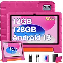 ZIOVO Tablet 10 Pollici Android 13 Tableta, 12GB RAM+128GB ROM(TF 1TB), 5G WiFi Tablet, Octa-Core 2.0 GHz,BT 5.0/8+5 MP/6000mAh/Widget/Tablet per Bambini,Tablets con EVA Caso - Rosa