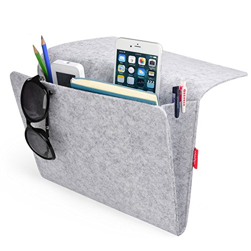 Tasca da letto, Portaoggetti letto Comodino Caddy Storage Organizer per sistemare tablet Magazine iPhone Piccoli oggetti casa divano scrivania portatutto (Grigio chiaro)