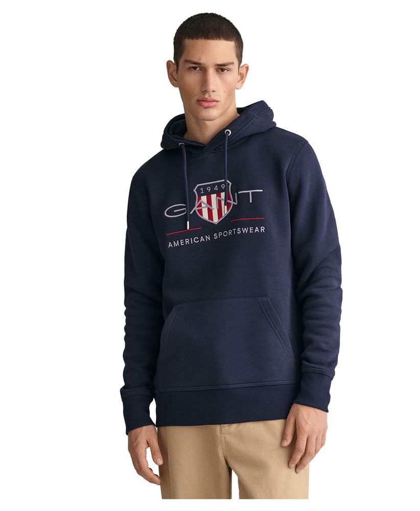 Gant Men's Navy Archive Shield Hoodie (Xl) Evening Blue