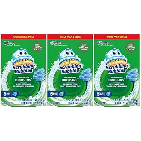 Scrubbing Bubbles Toilet Bowl Tablets, Continuous Clean Toilet Drop In Discs, Each Tablet Provides 4 Weeks of Protection Against Stains and Build Up, 5 Count (Pack of 3) Cover