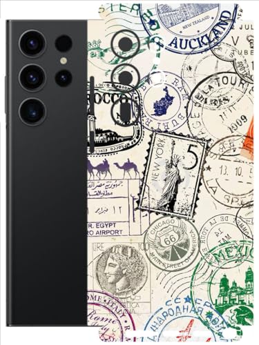 Image of AtOdds - Full Body Back Screen Guard Protector Film - Lamination Wrap Skin Sticker Compatible with Samsung Galaxy S23 Ultra (5G) | Scratchproof Matte Finish (Stamps)