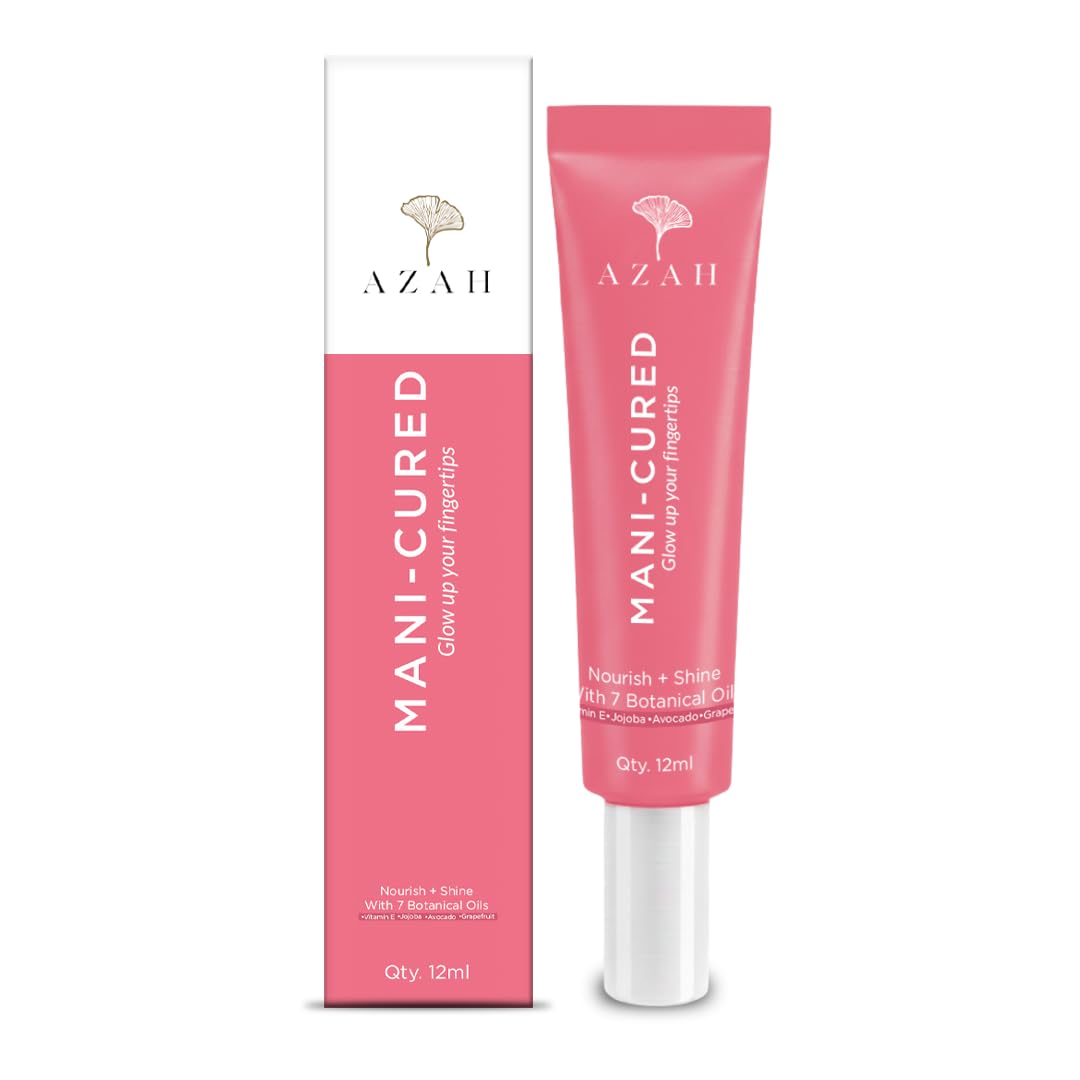 Azah Mani-cured Cuticle Oil For Nails | Strengthens Nails & Nourishes Dry Cuticles | Goodness of Vitamin E, Jojoba, Avocado, Grapefruit | Lightweight & Non-Greasy Formula | 12 ml