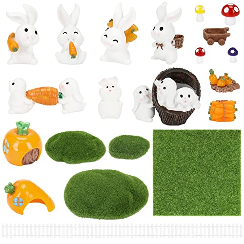 Dekewe 21Pcs Miniature Fairy Garden Accessories, Fairy Garden Kit Fairy House Animal Figurines Mini Landscape For Garden Dollhouse Potted Plant Bonsai Terrarium Décor Easter Decoration #TOP7