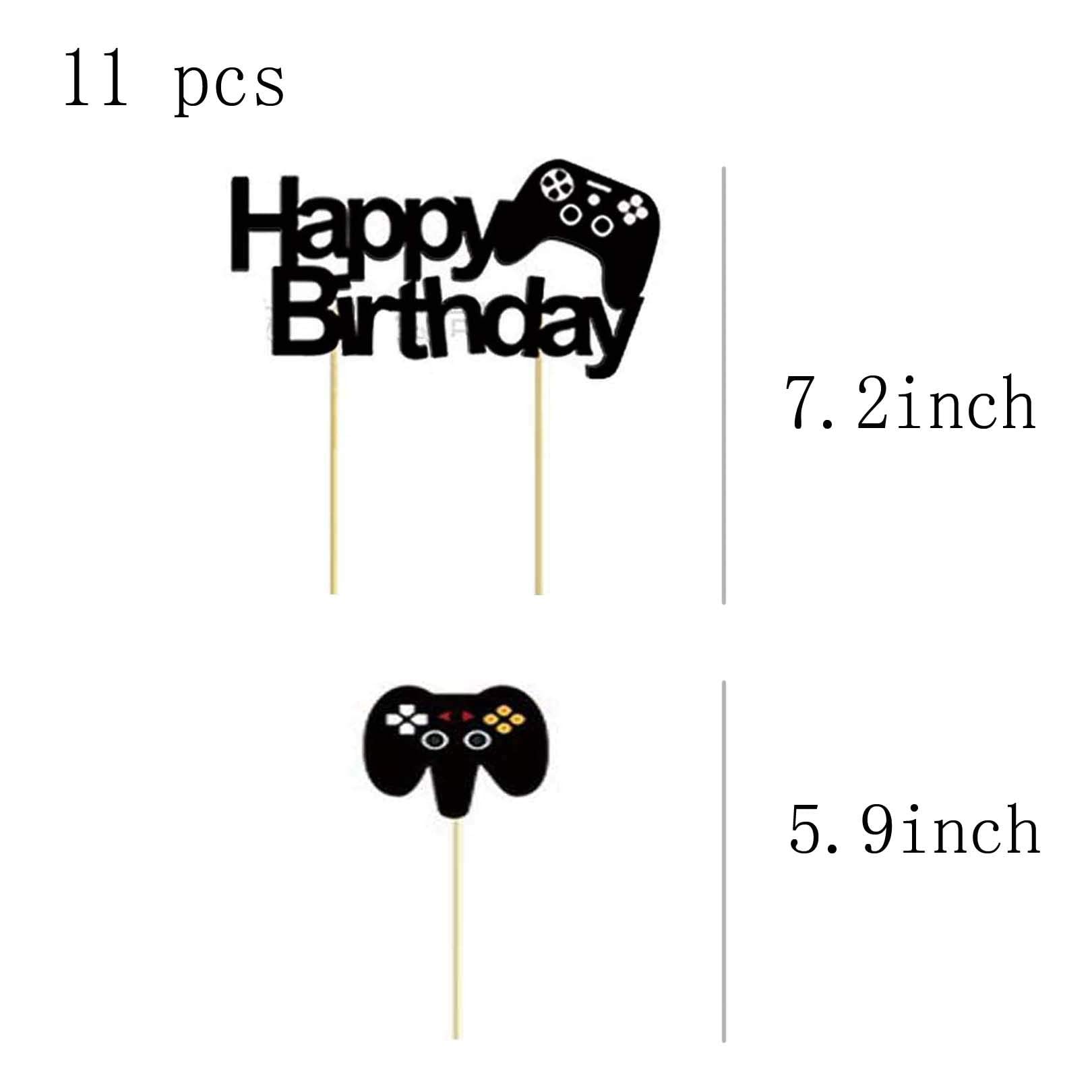 Festiko®11 Pcs Video Game Happy Birthday Cake Toppers Cupcake Decorations Set Game Controllers Cake Decorations Picks for Man Or Kids Game Themed Birthday Party Supplies 1