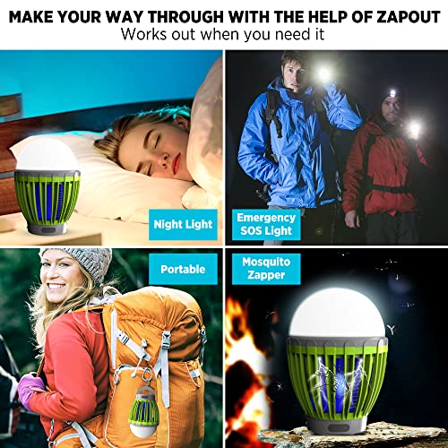 Zapout Camping Lantern Bug Buster Bulb Zapper Tent Light Portable Led And Emergency Lamp With Waterproof Mosquito Repellent Fly Killer Usb 2000Mah Rechargeable Battery For Outdoor (Lime Green) #TOP5