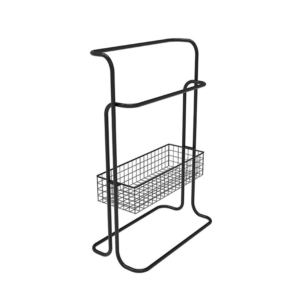 towel rail Floor Towel Rack Bathroom Storage Punch-free(Black)