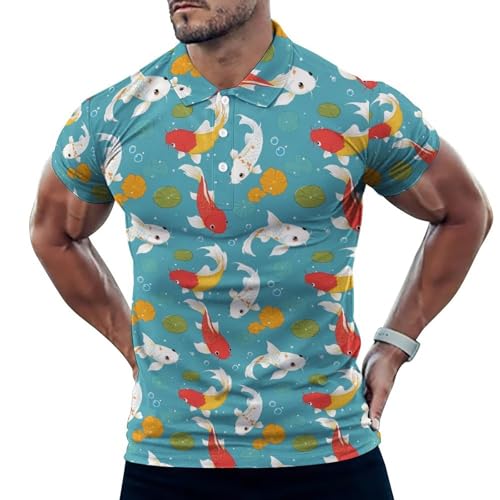 Polo de golf homme dry fit et anti-transpiration à imprimé carpe koï