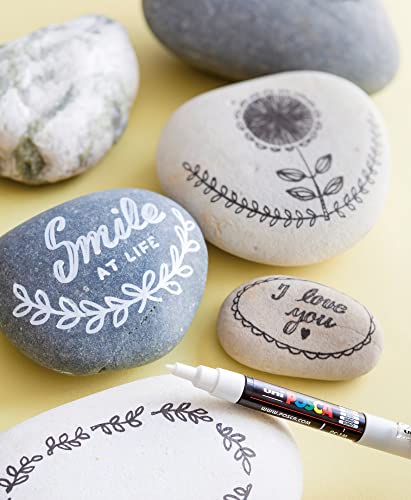 Posca Full Set Of 8 Acrylic Paint Pens With Reversible Fine Point Pen Tips, Paint Markers For Rock Painting, Fabric, Glass / Metal Paint, And Graffiti #TOP2