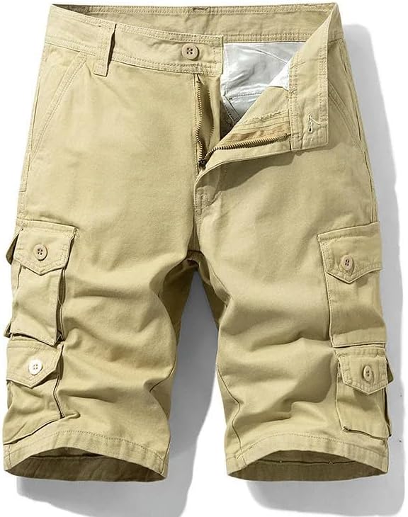 Men's Cotton Bermuda Summer Baggy Military Zipper Cargo Shorts