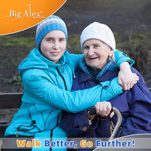Image of BigAlex Walking Cane, Adjustable Quad Cane with 4-Pronged Base for Elderly, Collapsible Walking Stick with Lift Handle, Canes with Foam Padding Grip for Men Women and Seniors