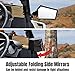 SAUTVS Adjustable Rearview Side Mirrors for Polaris Ranger 1000/XP 1000/Crew 2018-2025 Accessories, Folding Clear Rear View Side Mirrors (One Pair)