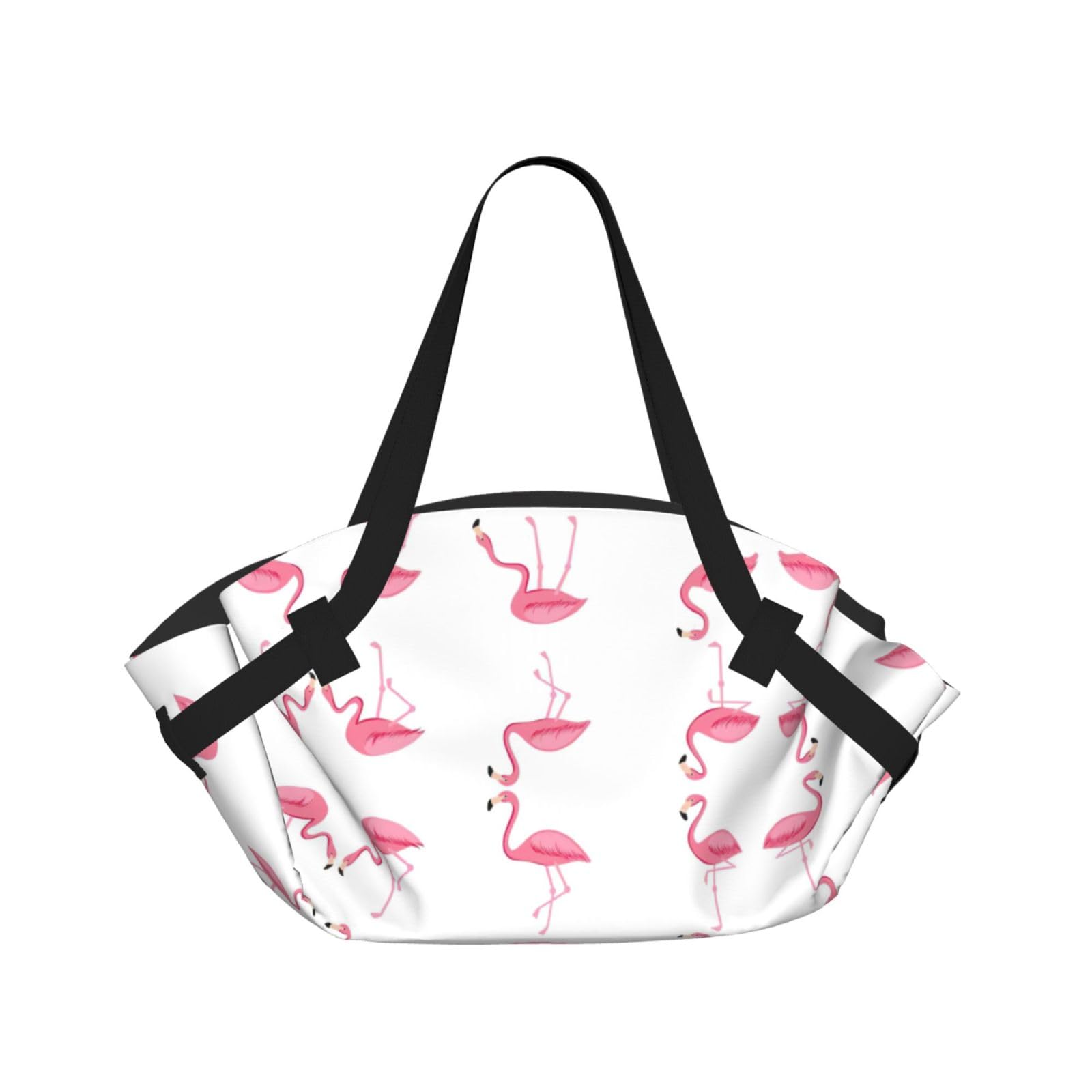 WYCZHY Flamingos on white Printed Foldable Round Picnic Blanket Converts to Carry Bag, 37in Mat for Camping Date Night