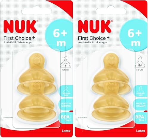 NUK First Choice 10713239 tetina, de látex, 6-18 Meses, 2 piezas, Beige, L (Paquete de 2)