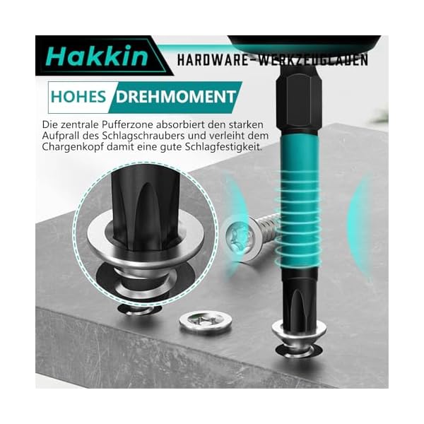 Hakkin 12 Stück Torx Bits Set Lang 55mm Sternschraubenzieher Impact Schraubendreher T-Star Sortiment 1/4" Schlagschrauber Bits S2 Schraubenzieher Bitsatz mit Bithalter T10 T15 T20 T25 T27 T30 T40 – Bild 7