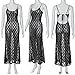 ANKOMINA Women Sexy Mesh See Through Floral Lace Dress Spaghetti Strap Backless Lace Up Long Maxi Dress Party Club Dresses Black