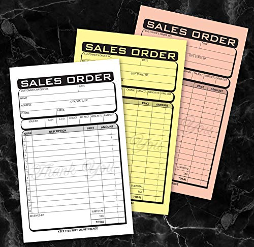 Small Business 3-Part Carbonless Invoice Form Pad / 50 Sets / 4 1/4" X 7 1/4" Carbon Copy Purchase Sales Receipt Book #TOP3