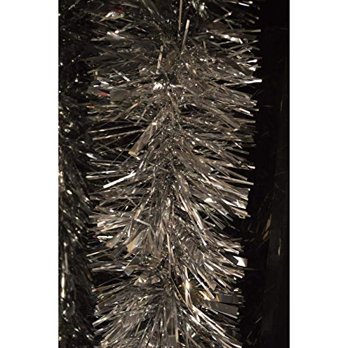 Be-Creative Guirnalda de espumillón de corte grueso para árbol de Navidad, color plateado (10 m de longitud)