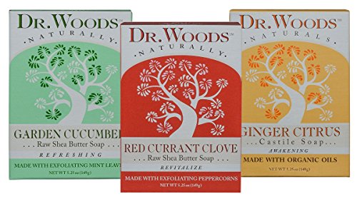 Dr. Woods Natural Pure Castile Bar Soaps made with Moisturizing Organic Shea Butter, 5.25 Ounce Bars Variety 3 Pack