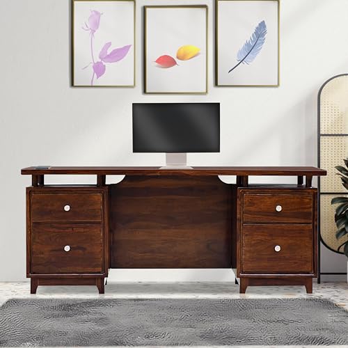 Image of Solid Sheesham Wood Study Table for Adults | Computer Table for Home | Wooden Writing Desk | Office Table for Office Work | Work from Home Table with 2 Drawers (3)