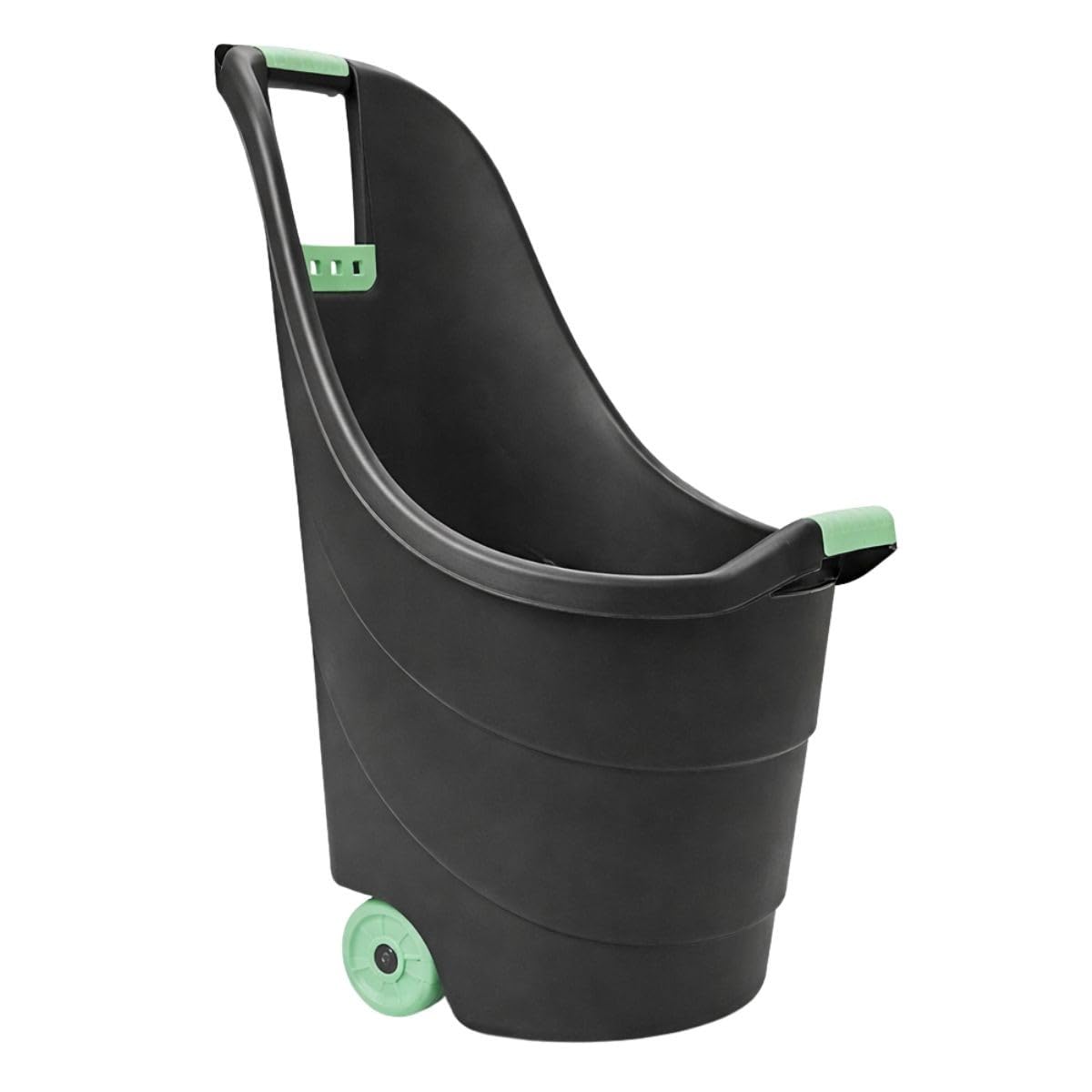 KZ GARDEN - Chariot de jardin 62L 2 roues - Transport Bois, Terreau, Plantes Trolley Plastique robuste recyclé Noir