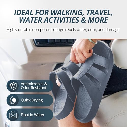 Image of NUUSOL Stanley Slide Men Flip Flops /Sandal; Non-Slip Durable Soft-Cushion Lightweight Non-Porous Textured Footbed Orthotics Arch Support Footwear Relieve Plantar Fasciitis Feet Joints Neck & Back Pain