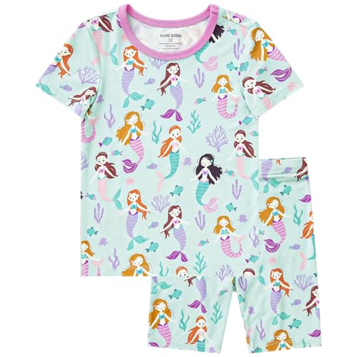 pureborn Toddler Viscose from Bamboo Pajamas Set - Girls Mermaid Pjs, Size 4-5T