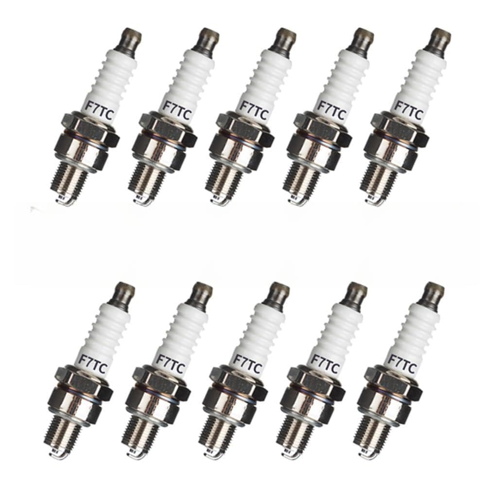 Bujías F7TC aptas for Motores de 4 Tiempos, Piezas for cortacésped, Accesorios de jardín(F7TC 10pcs)