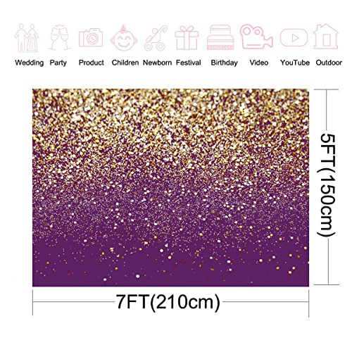 Fondo fotográfico 7x5ft Purple Bokeh Gold Spots miniatura 4